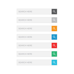 Poster - Search bar field. Set vector interface elements with search button. Flat vector illustration on isolated background.