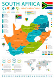 Fototapeta Mapy - South Africa - map and flag - illustration