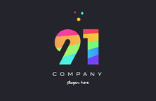 91 Ninety One Colored Rainbow Creative Number Digit Numeral Logo Icon