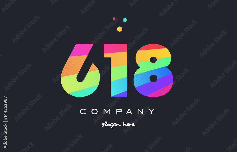 618 colored rainbow creative number digit numeral logo icon Stock ...