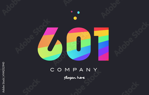 Fotografia 601 colored rainbow creative number digit numeral logo icon