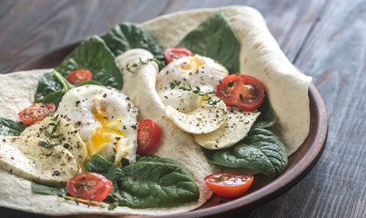 Poster - Tortilla sandwiches with poached eggs