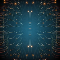 Poster - abstract vector glowing lines mesh background. bioluminescence of tentacles. futuristic style card. 