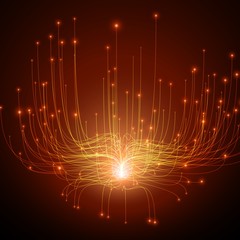 Poster - abstract vector red lines mesh background. bioluminescence of tentacles. futuristic style card. eleg