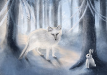 Fox And Rabbit - Digital Painting