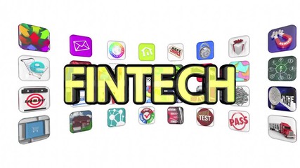 Wall Mural - Fintech Finance Technology Apps Programs Software 3d Animation