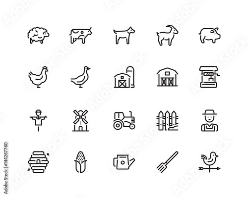 Fotomural Farming icon set, outline style