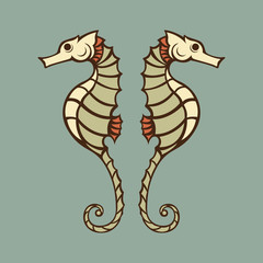 Wall Mural - Seahorse logo vector icon illustrator