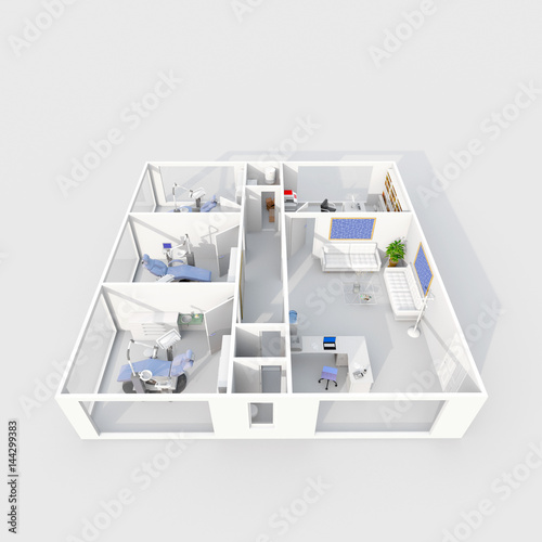 3d Rendering Of Furnished Dental Clinic Buy This Stock