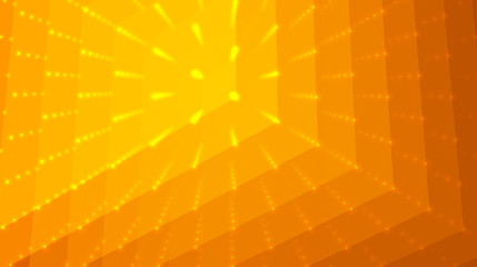 Poster - abstract vector orange background. matrix of points and polygons with illusion of depth and perspect