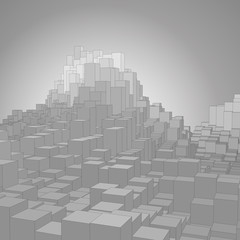 Aufkleber - Abstract landscape with gray cubes. Abstract topographies of digital space. Fields of geometry. Abstract city with skyscrapers. Vector background. Eps 10