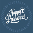 happy passover hand lettering, with wreath and grail