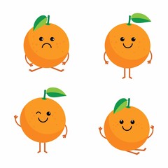 Wall Mural - set cartoon oranges