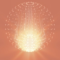 Poster - abstract vector cyber flower. sphere of bioluminescent tentacles with glowing tips. futuristic space