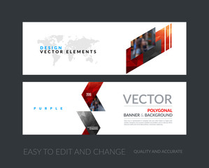 Wall Mural - Vector set of modern horizontal website banners with colourful d