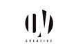 © twindesigner - DV D V White Letter Logo Design with Circle Background.