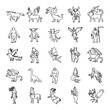 25 Mythical creatures outlines vector icons