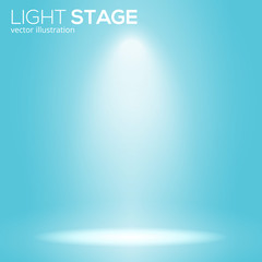 Wall Mural - white bean light on round scene, spotlight stage, vector illustration.