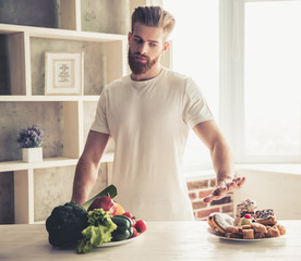 Canvas Print - Man cooking healthy food