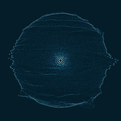 Poster - Abstract vector blue mesh on dark background. Futuristic style card. Elegant background for business presentations. Corrupted point sphere. Chaos aesthetics.