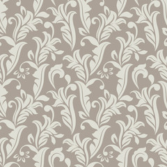  Seamless white and beige floral vector background