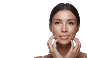 Sticker - Skin Care. Sexy Woman With Pure Facial Skin And Face Makeup