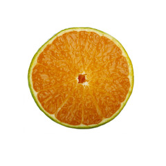 green tangerine slice isolated on white