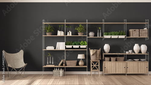 Eco Gray Interior Design With Wooden Bookshelf Diy Vertical