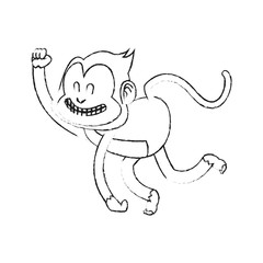 Poster - happy playful monkey cartoon icon image vector illustration design  black sketch line