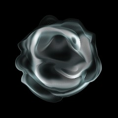 Poster - Abstract vector colorful mesh on dark background. Futuristic style card. Elegant background for business presentations. Corrupted point sphere. Chaos aesthetics.