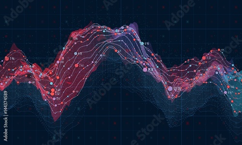 Obraz Dibond Wizualizacja dużych danych. Futurystyczny plansza. Informacja estetyczny design. Złożoność danych wizualnych. Złożona wizualizacja graficzna wątków danych. Reprezentacja sieci społecznościowej. Wykres danych abstrakcyjnych.