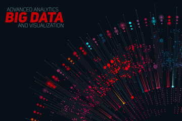 Poster - Big data circular colorful visualization. Futuristic infographic. Information aesthetic design. Visual data complexity. Complex data threads graphic visualization. Social network. Abstract data graph.