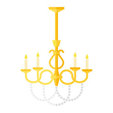 Flat Old-fashioned Chandelier, Vector Editable Clip-art