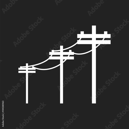 High Voltage Power Lines Electric Pole Vector Icon On Black Background Buy This Stock Vector And Explore Similar Vectors At Adobe Stock Adobe Stock