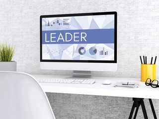 Poster - 3d Computer with word LEADER.