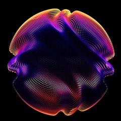 Fototapete - Abstract vector colorful mesh sphere on dark background. Futuristic style card. Elegant background for business presentations. Corrupted point sphere. Chaos aesthetics.