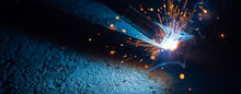 Artistic Welding Sparks Light, Industrial Background