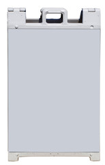 Wall Mural - Freestanding plastic sidewalk sandwich board. Isolated. Copy space. Vertical.