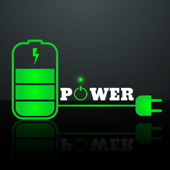 Battery green power icon vector eps 10