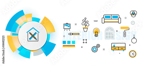 Flat Line Vector Design Concept Of Interior Design Furniture