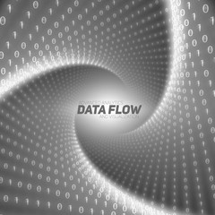 Poster - Vector data flow visualization. Black flow of big data as binary numbers strings twisted in tunnel. Information code representation. Cryptographic analysis. Bitcoin blockchain transfer. Stream of code