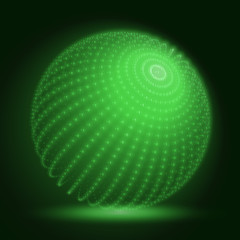 Poster - Vector cyber sphere. Green big data sphere with binary numbers strings. Information code structure representation. Cryptographic analysis. Bitcoin blockchain transfer.