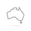 thin line australia map with shadow