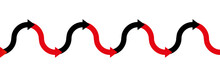In The Red - In The Black - Up And Down Arrow Wave - Business Symbol For Making Profit Or Having Positive Income In The Black, And Having Losses Or Being In Debt In The Red - Seamless Extensible.