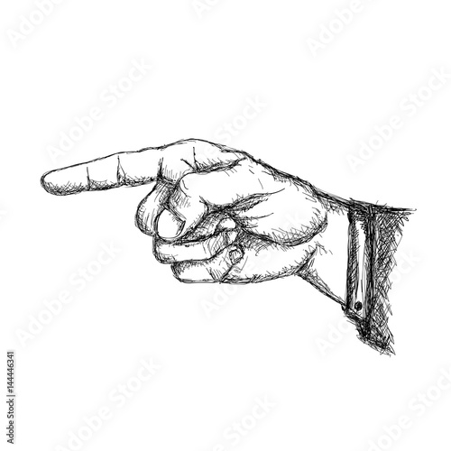 Hand drawn pointing finger illustration vector Stock Vector | Adobe Stock