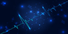 Health Concept With Cardiac Frequency In Blue Background