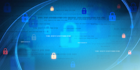Poster - Digital Security Background concept with padlock icons