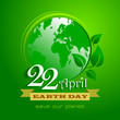 Earth day with a green background. Vector Illustration.