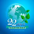 Earth day with blue background. Vector Illustration.