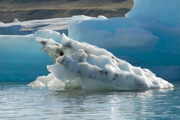 Icebergs floating in Jokulsarlon glacier lake, Iceland